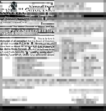 Price Sensitive Information of Nitol Insurance PLC